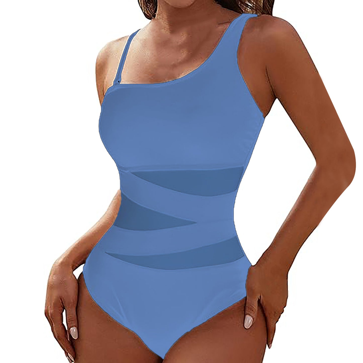 Women Figure-Hugging Jumpsuit with Asymmetric Neckline Ivyshape