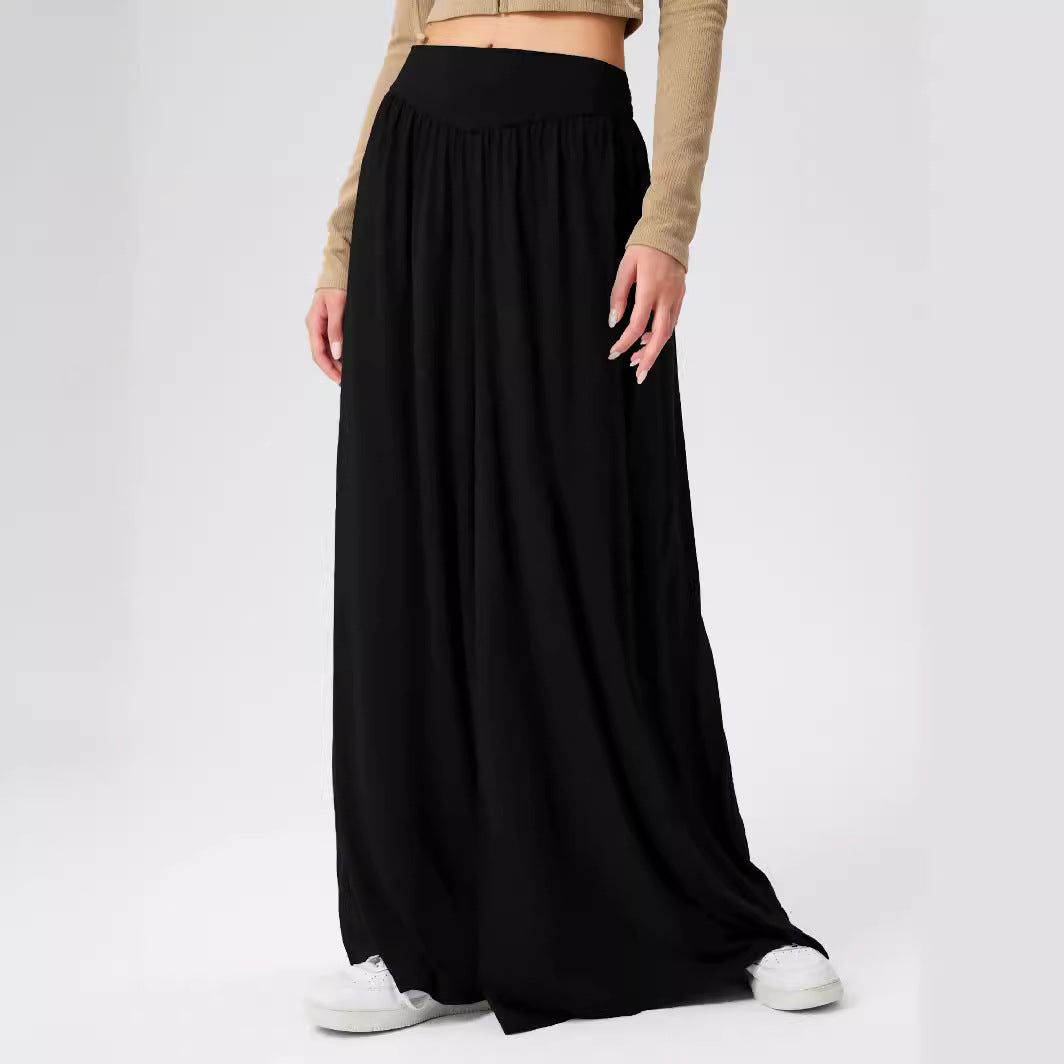 Women Loose-fitting jersey trousers with elastic waist and elegant drape Ivyshape
