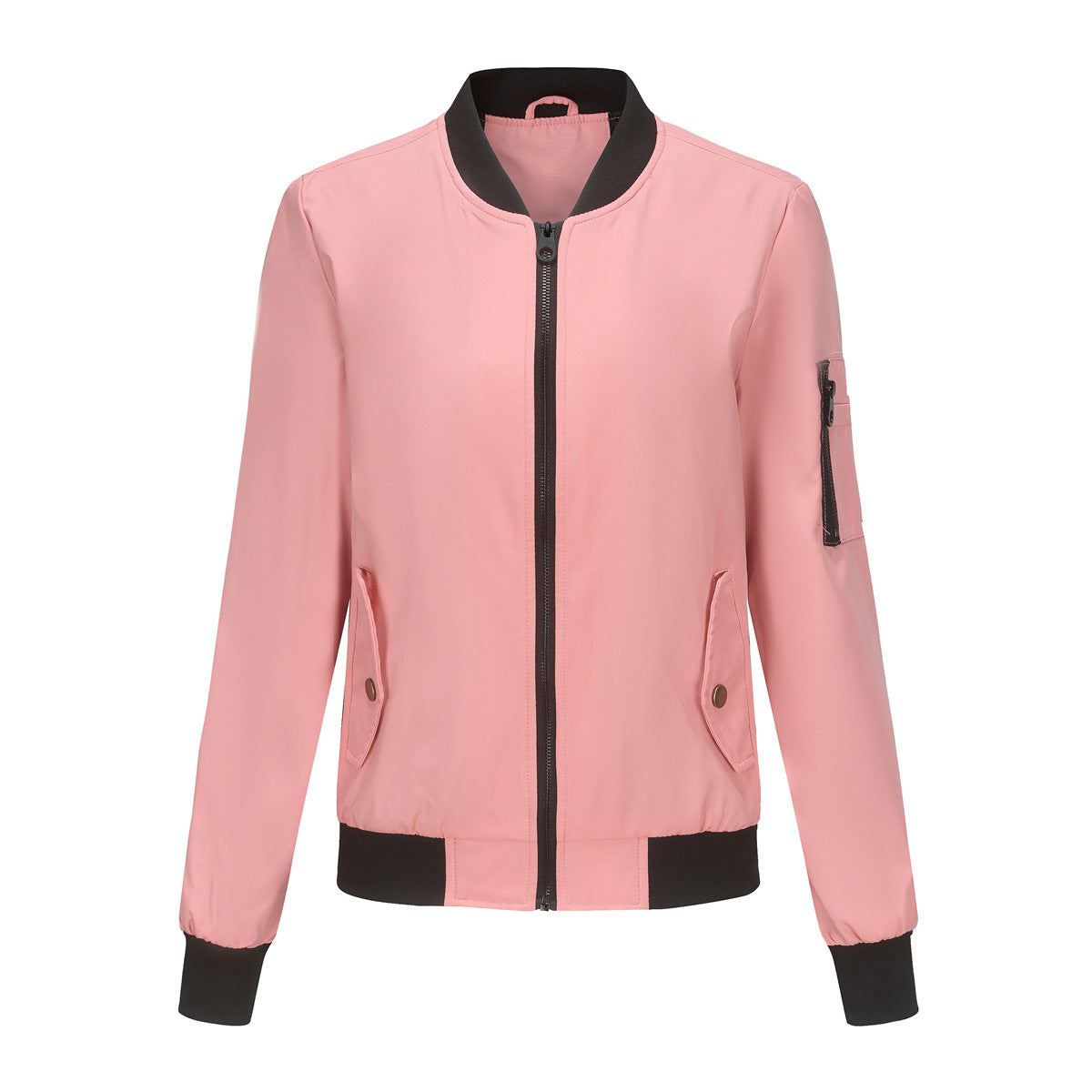 Women's fashionable bomber jacket with practical zip pockets and sporty collar Ivyshape