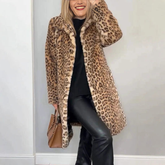 IvyShape | Leopard print plush coat