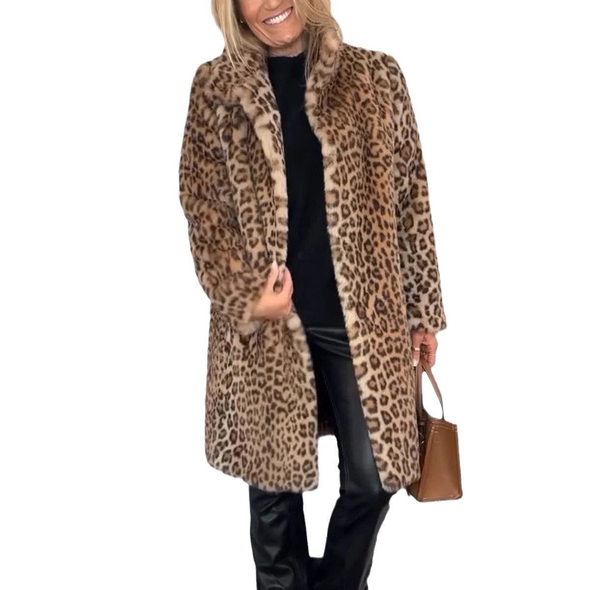 IvyShape | Leopard print plush coat