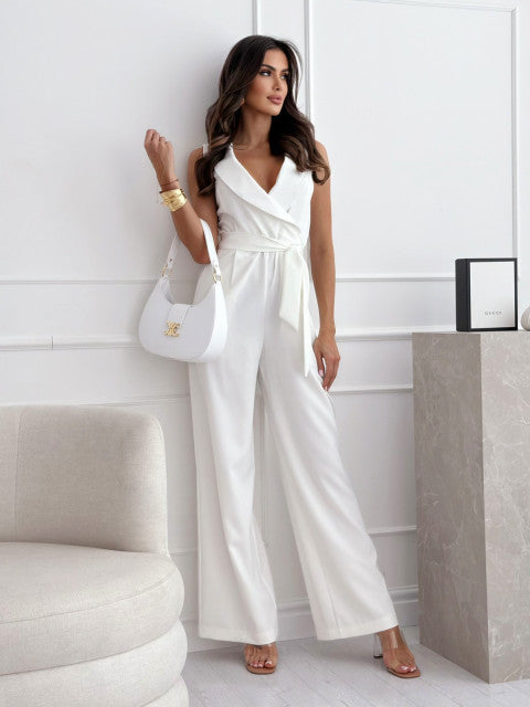 Elegant women's jumpsuit with tied waist detail Ivyshape