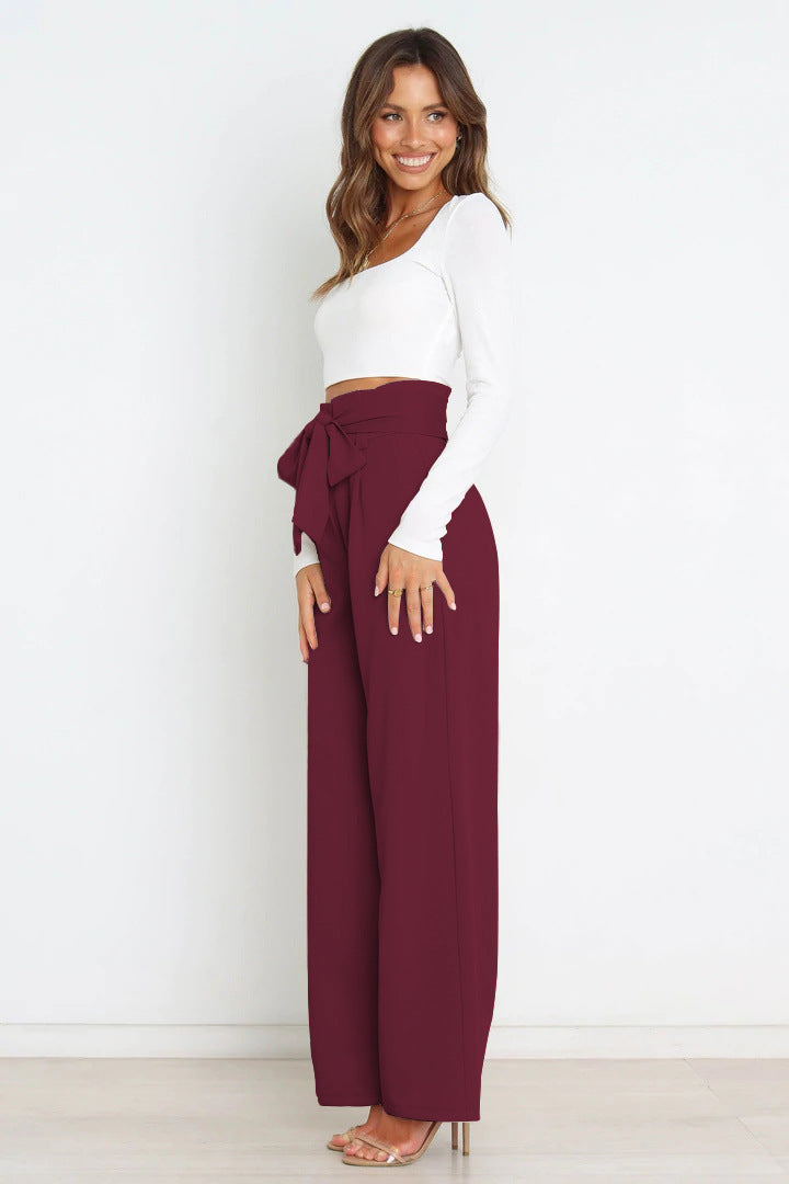 IvyShape | Chic Lace-Up Bow Summer Pants