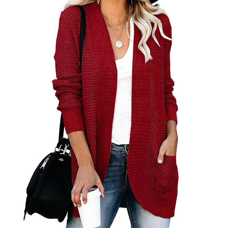 Women casual cardigan with pockets and open front Ivyshape