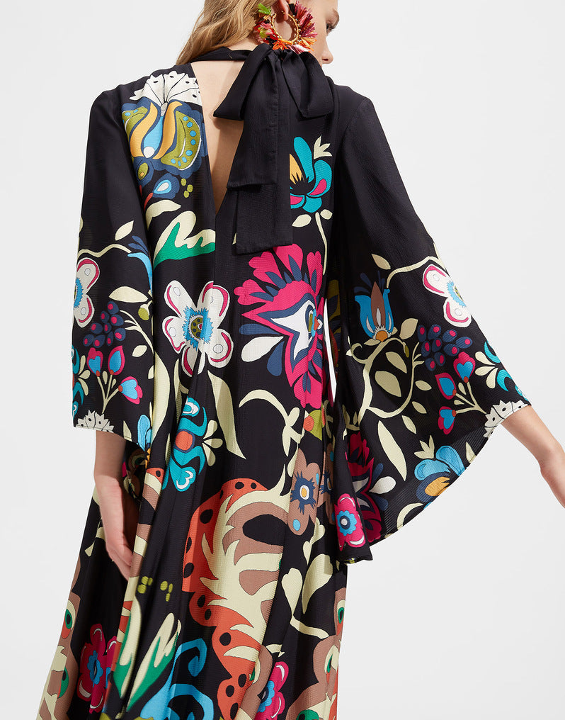 Ivyshape | Printed Three-Quarter Sleeve Dress