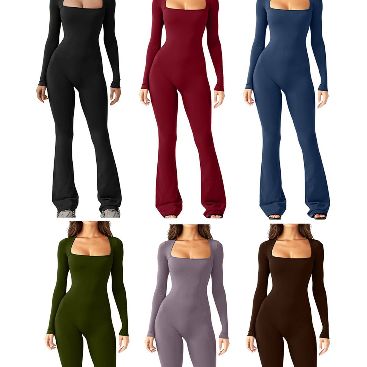 Women's jumpsuit with long sleeves and wide legs Ivyshape
