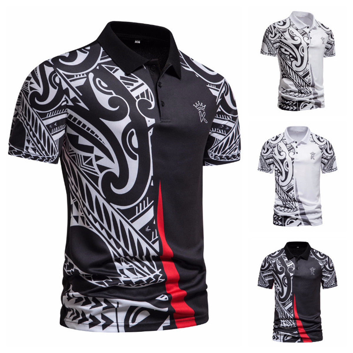 Men's polo shirt with modern tribal design and breathable functionality Ivyshape