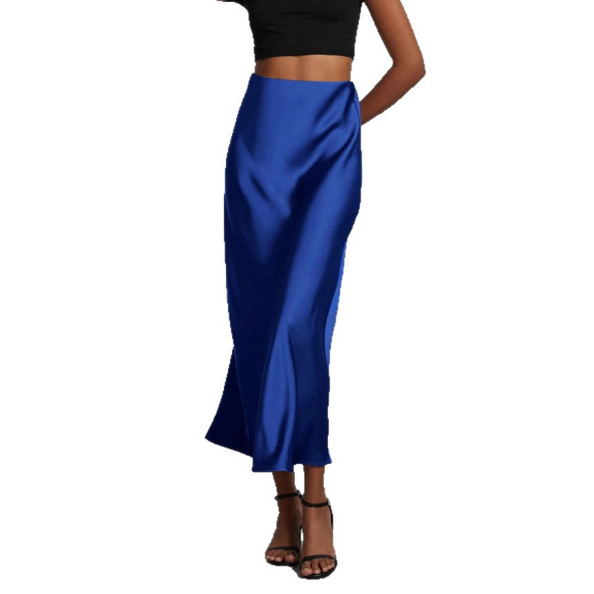Ladies Elegant Satin Maxi Skirt Ivyshape