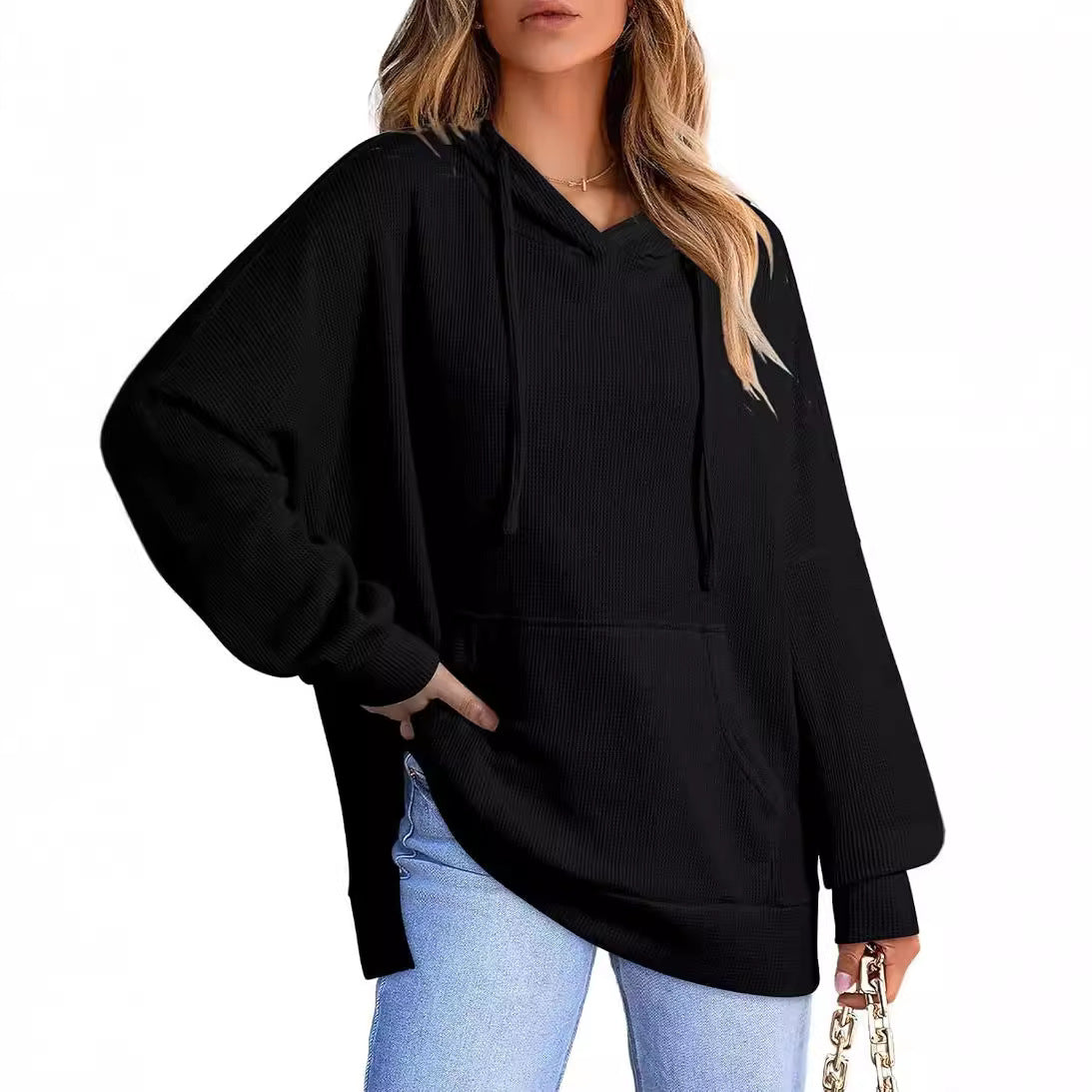 Women's Oversized Hoodie with Practical Pockets and Side Slits Ivyshape