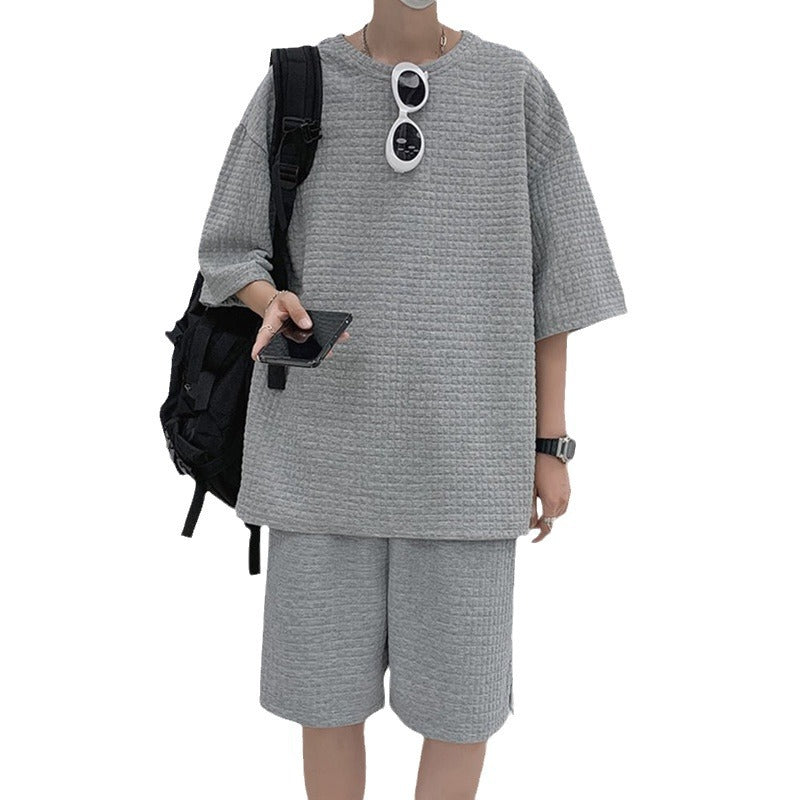 Men's Leisure Sport Set with Loose Fitting Top and Breathable Shorts Ivyshape