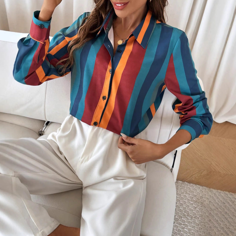 IvyShape | Striped Casual Color Block New Top