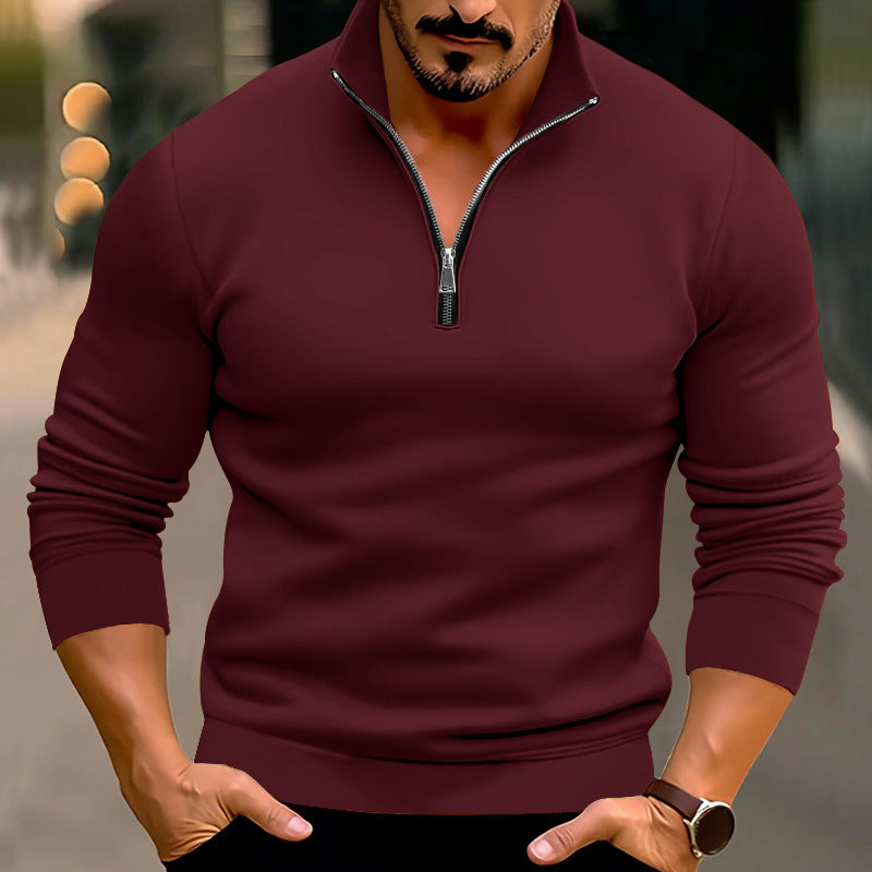 Men's knitted pullover with half zip and comfortable fit Ivyshape