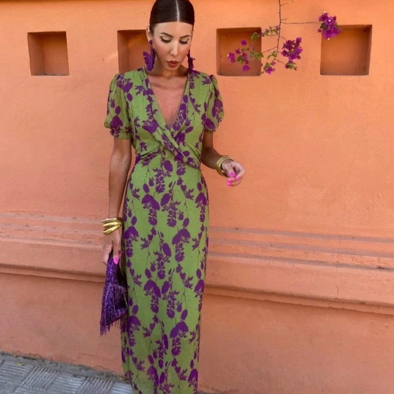 Women Floral Wrap Maxi Dress Ivyshape