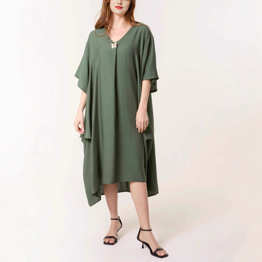 Women Casual V Neck Maxi Tunic Dress Ivyshape