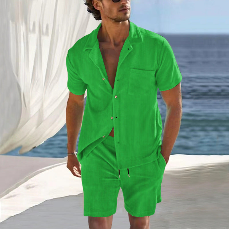 Men's Summer Short Sleeve Shirt and Shorts Set Ivyshape