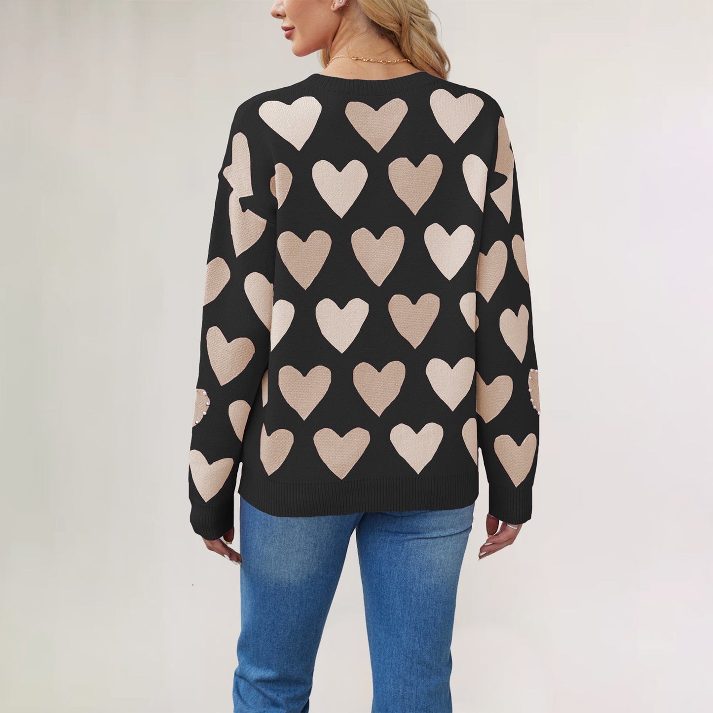 IvyShape | Valentine's Day Heart Beads Sweater