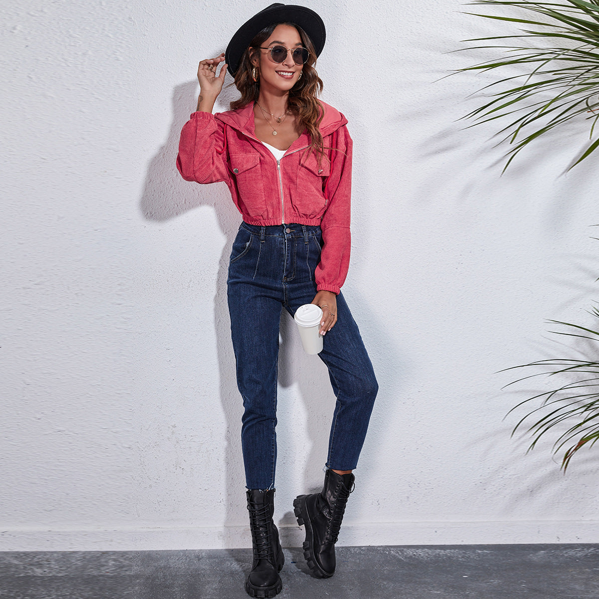 Ladies short jacket with casual cut and practical chest pockets Ivyshape