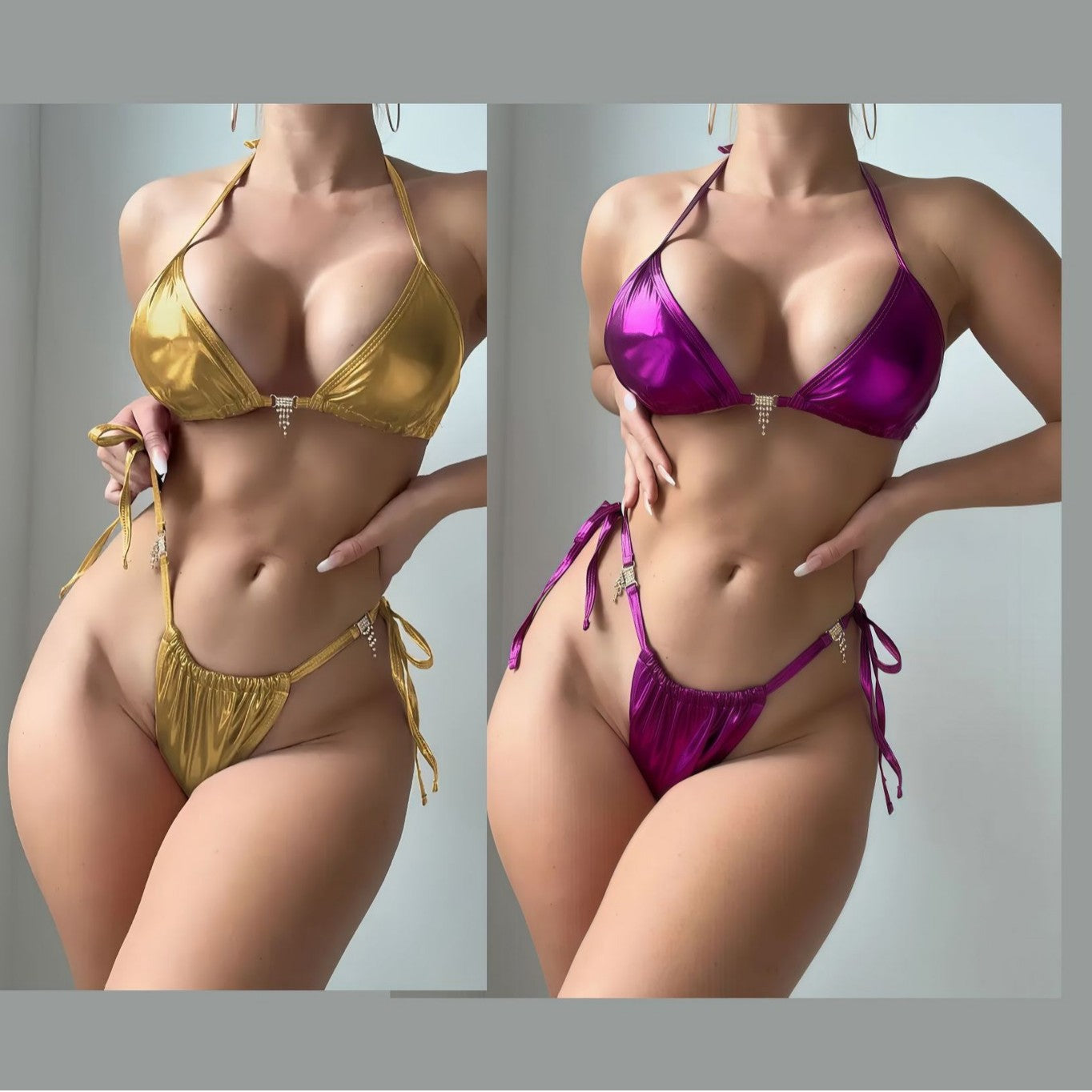 Women's sexy Triangle Bikini with glitter elements Ivyshape