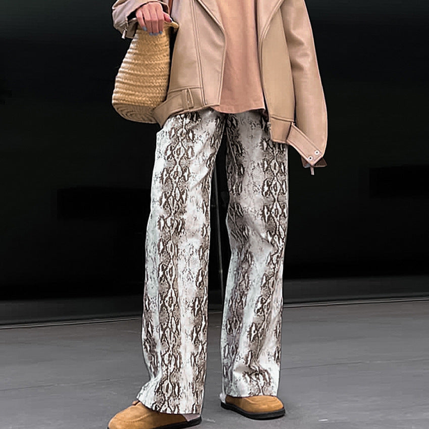 Women Elegant Snake Print Pants Ivyshape