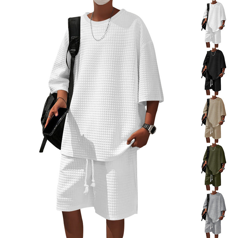 Men's Leisure Sport Set with Loose Fitting Top and Breathable Shorts Ivyshape