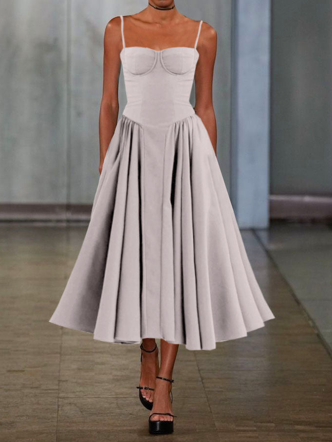 Women Elegant A-Line Midi Dress Ivyshape