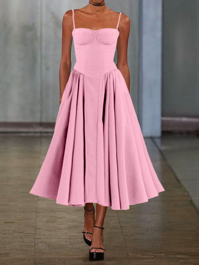 Women Elegant A-Line Midi Dress Ivyshape