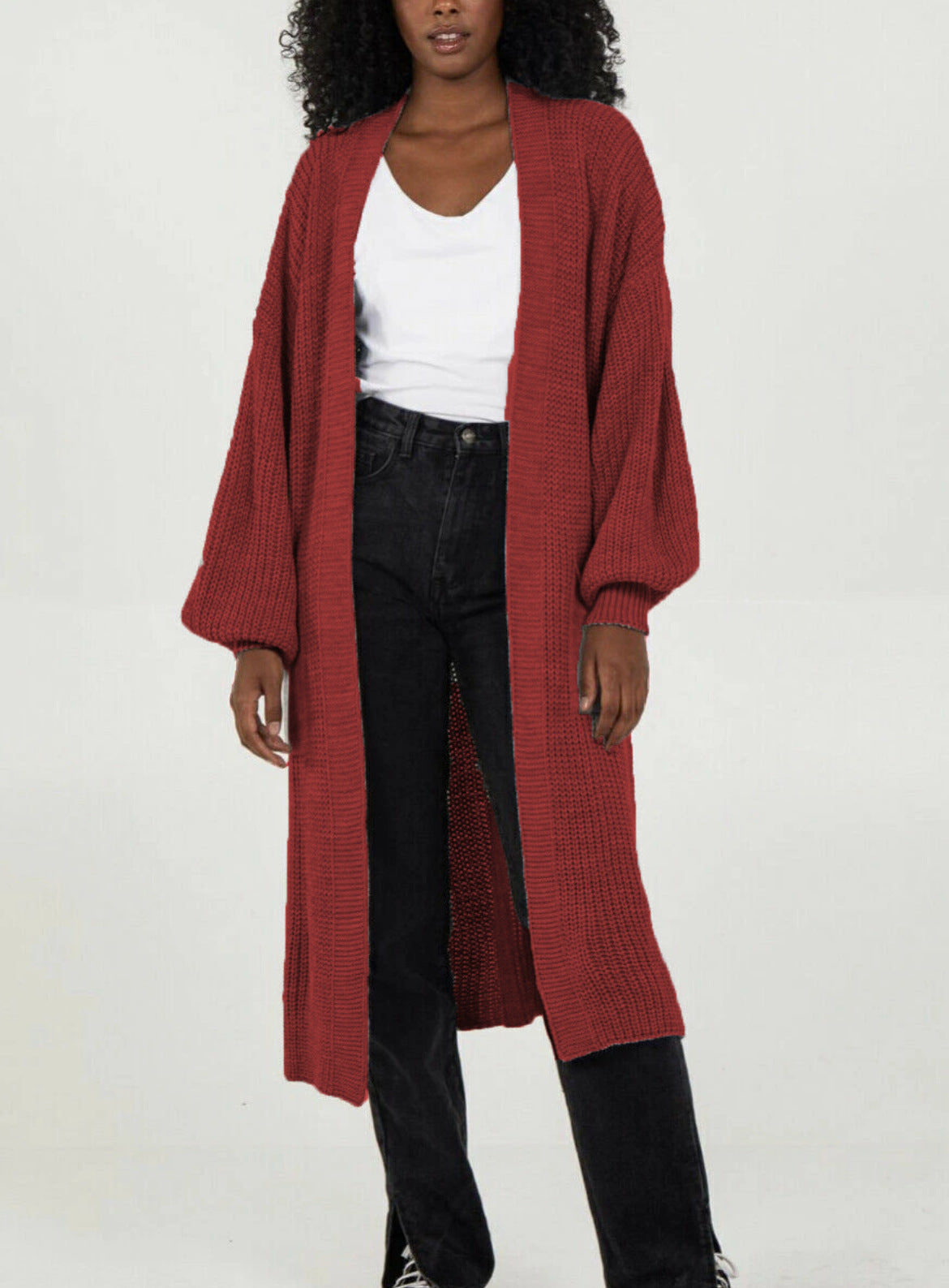 Ladies long cardigan with a casual oversized fit and voluminous sleeves Ivyshape
