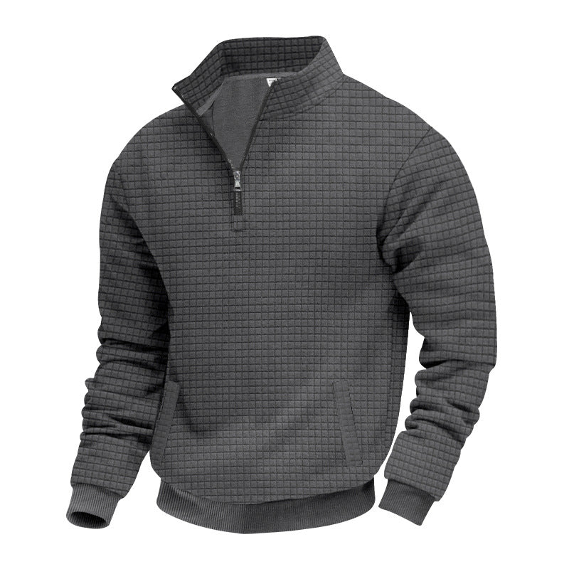 Men's sweatshirt with half zip and textured design Ivyshape