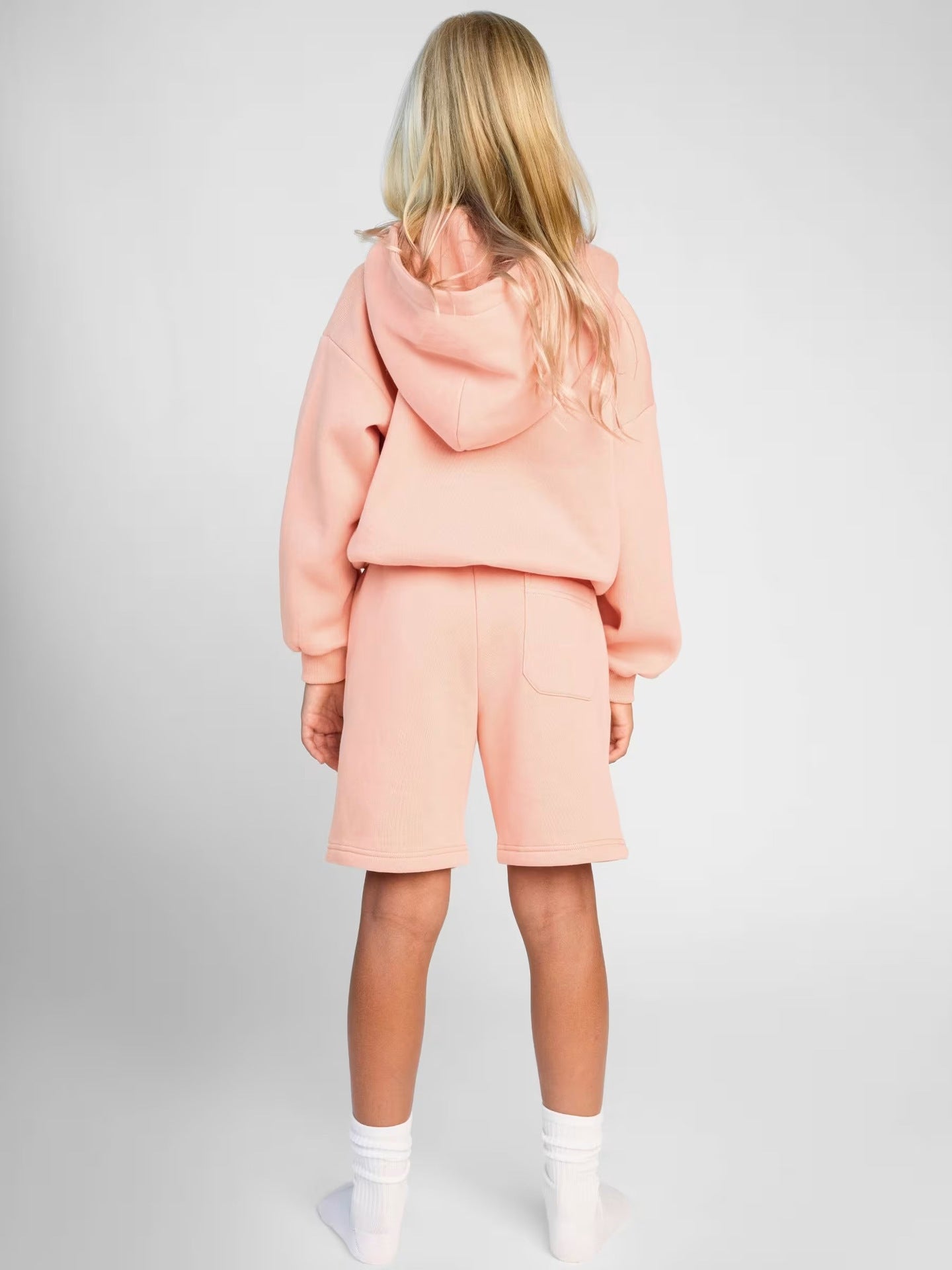 Women's hoodie sweatshirt and shorts set made of soft fleece with practical pockets Ivyshape