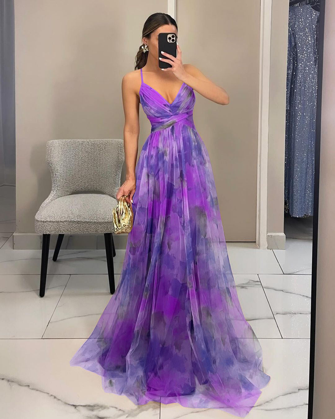 Maxi dress for women with twisted front detail Ivyshape