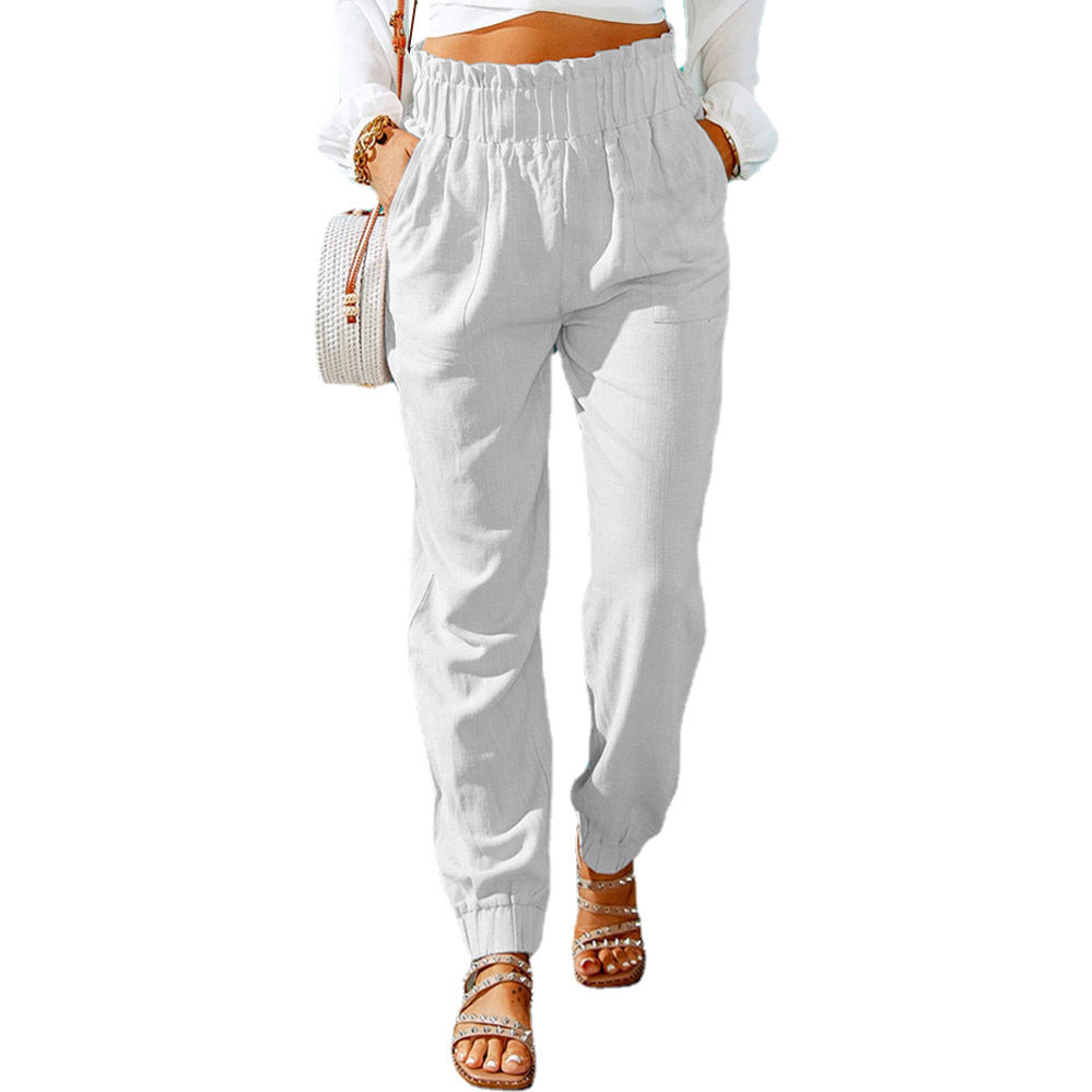Women's Lightweight Trousers with Elastic Waistband and Practical Pockets Ivyshape
