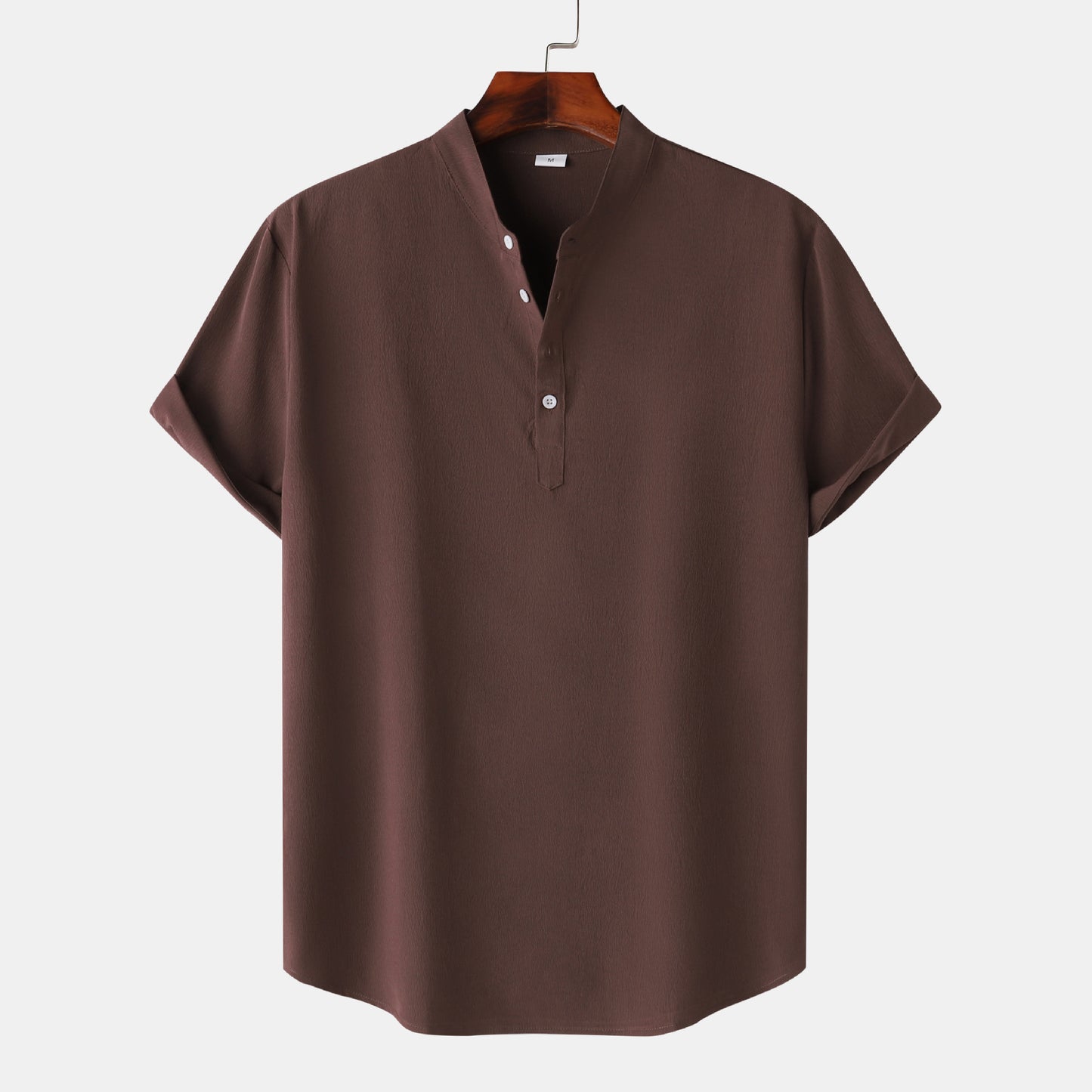 Men's short-sleeve shirt with modern Henley design and functional buttons Ivyshape