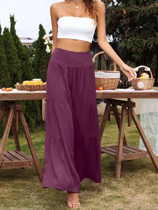 High-waisted tiered maxi pants for ladies Ivyshape