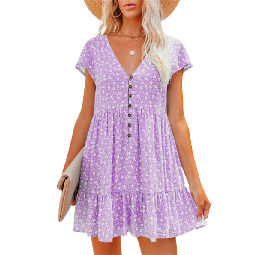 Women’s summer dress with cute floral design and button details Ivyshape