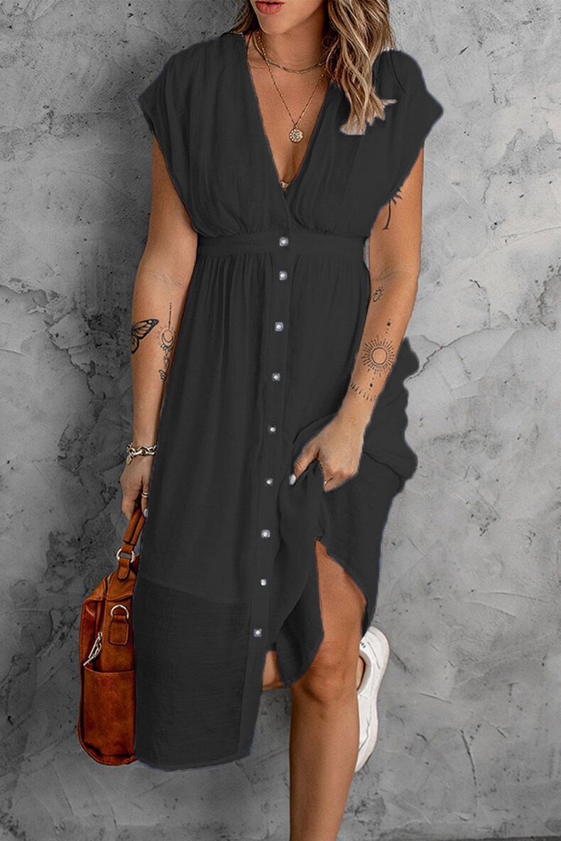 Ladies airy casual shirt dress with button details and flowing cut Ivyshape