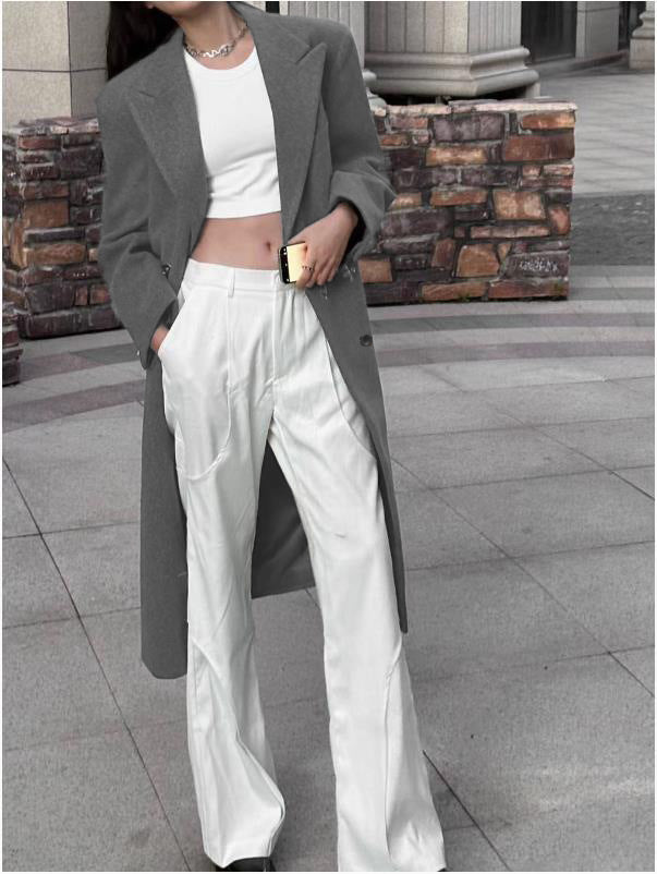 Women tailored long blazer with elegant silhouette Ivyshape