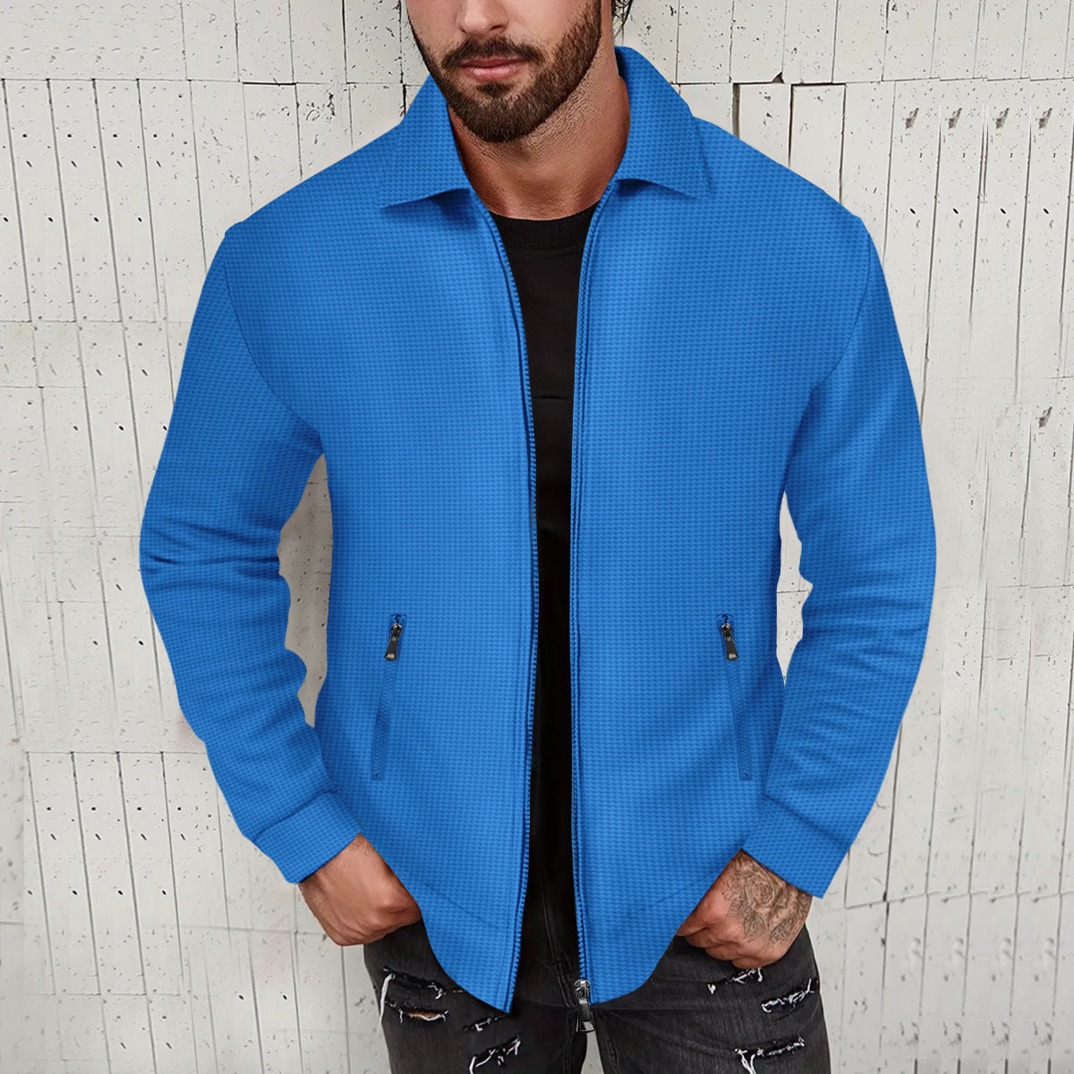 Men's Fashion Cardigan with Textured Design and Side Pockets Ivyshape