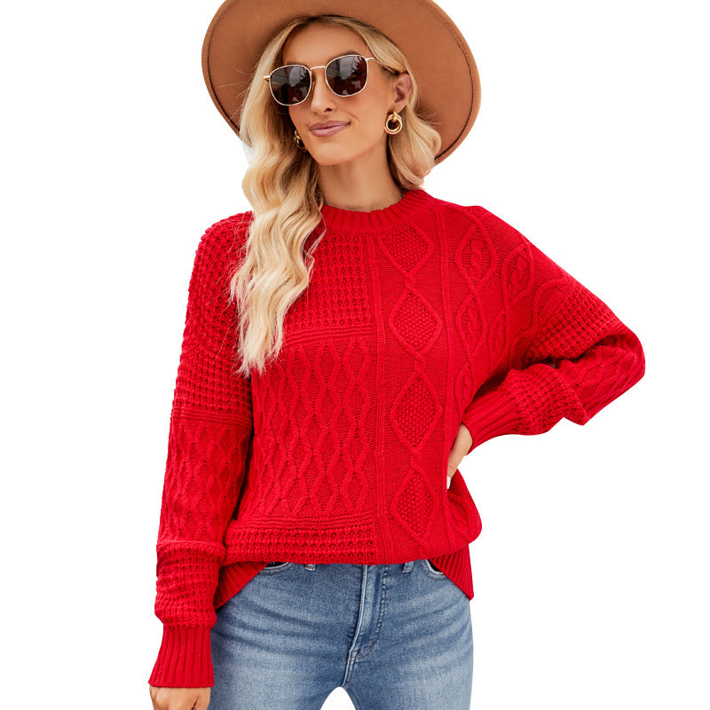 IvyShape | Solid color twisted knit sweater