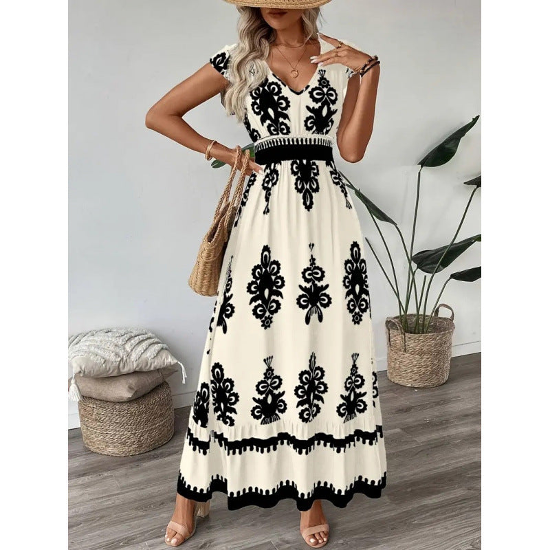 Women Bohemian Maxi Dress with A-Line Silhouette Ivyshape