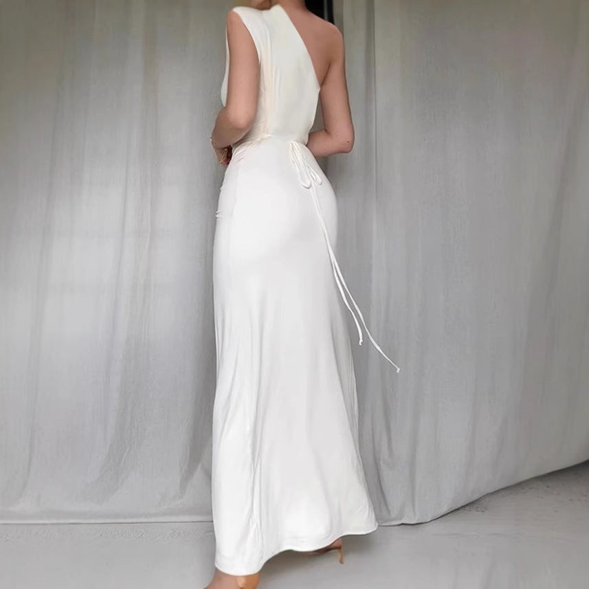 Women Elegant Wrap Maxi Dress with Asymmetrical Cut and Figure-Flattering Design Ivyshape