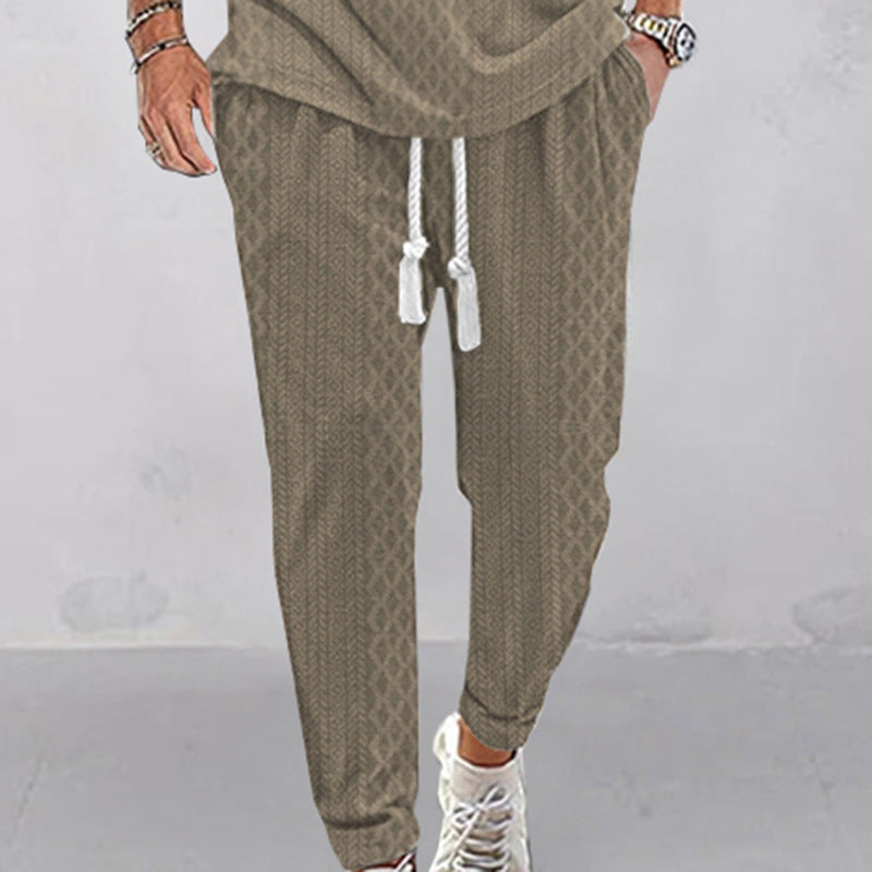 Men's sportive casual pants with elastic waistband and side drawstring Ivyshape