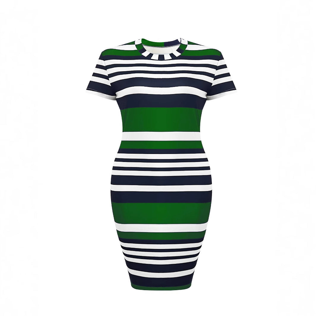 Striped Bodycon Midi Dress for Women Ivyshape