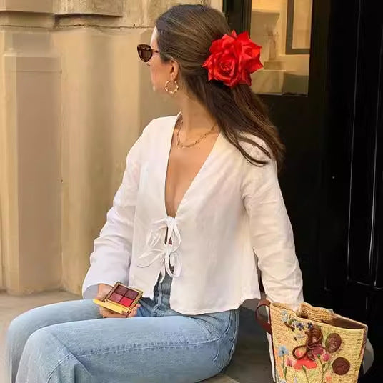 Women's airy linen jacket with drawstring Ivyshape