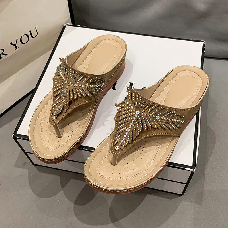 Women Elegant Toe Separator Sandals with Decorative Decoration Ivyshape