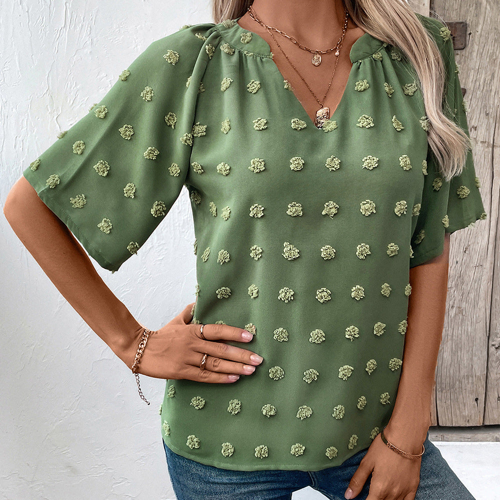 Women elegant top with textured floral pattern Ivyshape