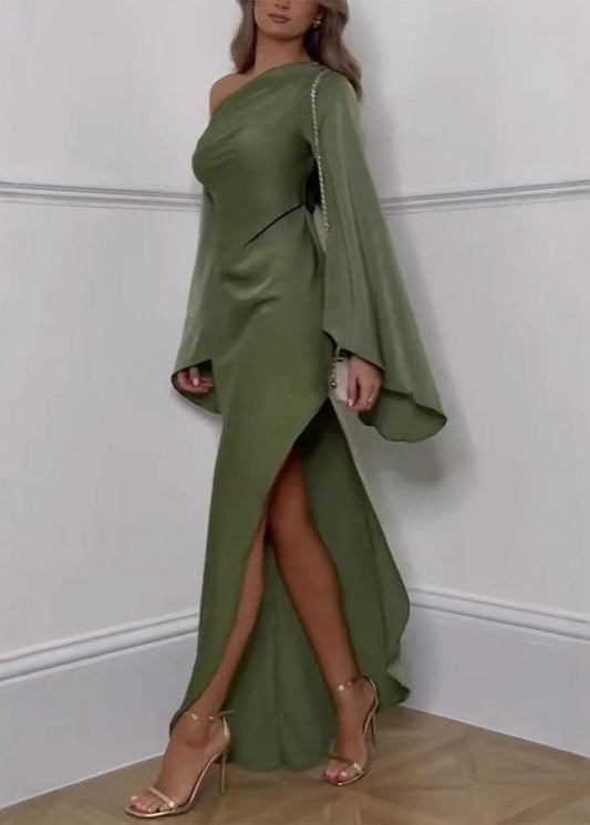 Ivyshape | One-Shoulder Satin Gown