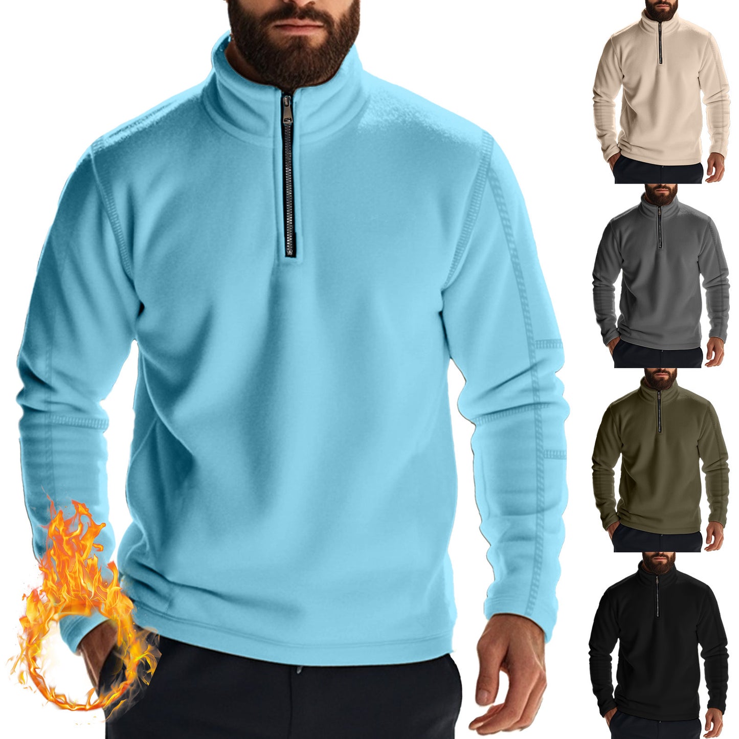 Men's Fleece Hoodie with Half Zip Ivyshape