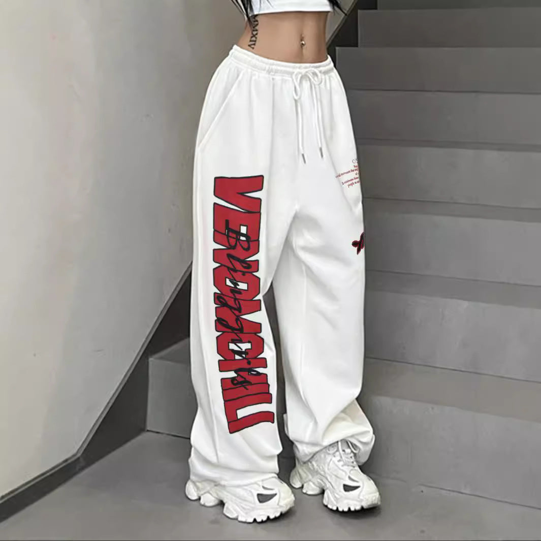 Women's Baggy Pants with striking graphic print and elastic waistband Ivyshape