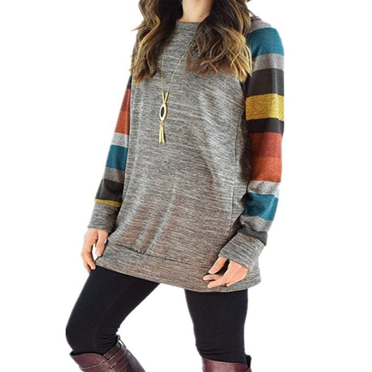 Ivyshape | Striped Raglan Sweatshirt