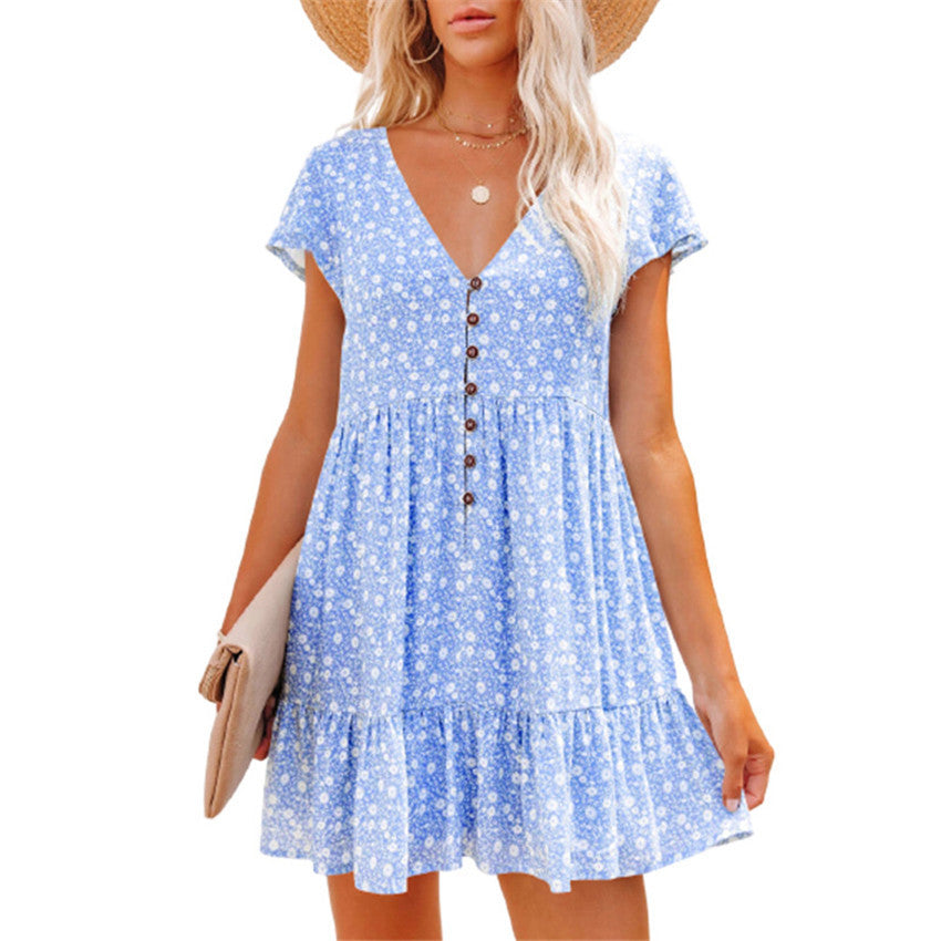 Women’s summer dress with cute floral design and button details Ivyshape